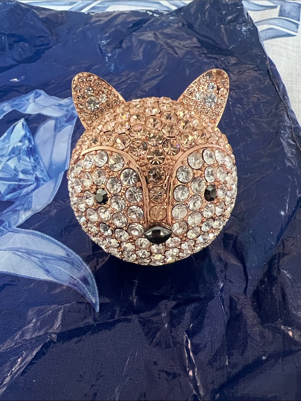 Fossil Crystal Fox Paperweight- Rose Gold Tone